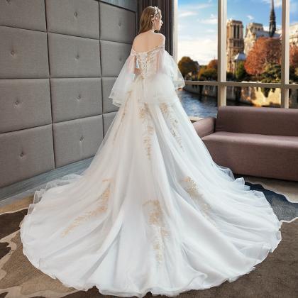 Bridal Champagne Lace Wedding Bridal Gown Kpw0065
