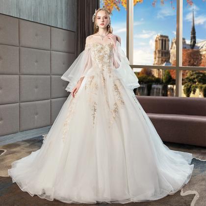 Bridal Champagne Lace Wedding Bridal Gown Kpw0065