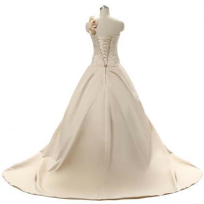 Champagne Wedding Dress,one Shoulder Wedding Dress