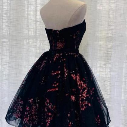 Tulle Scoop Homecoming Dress, Lovely Black Party..