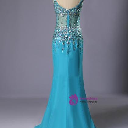 Kateprom Crystaled Sheer Bodice Sparkle Prom Dress..