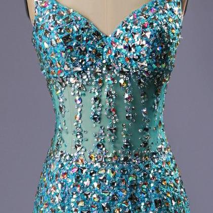 Kateprom Crystaled Sheer Bodice Sparkle Prom Dress..