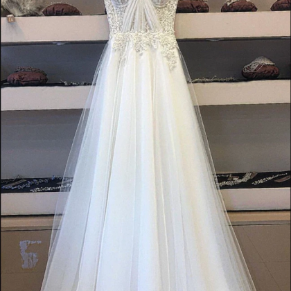 Kateprom White Sweetheart Tulle Lace Long Prom..