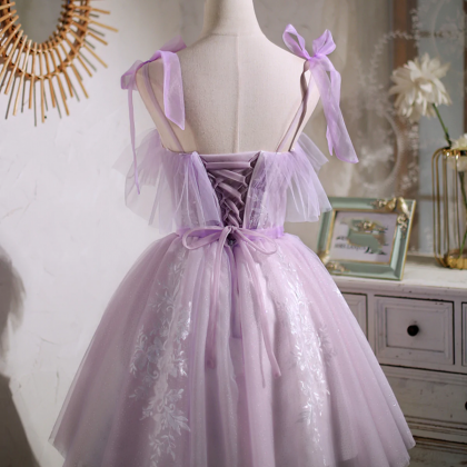 Short Purple Lace Prom Dresses, Short Purple Lace..
