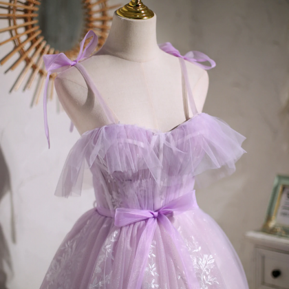 Short Purple Lace Prom Dresses, Short Purple Lace..