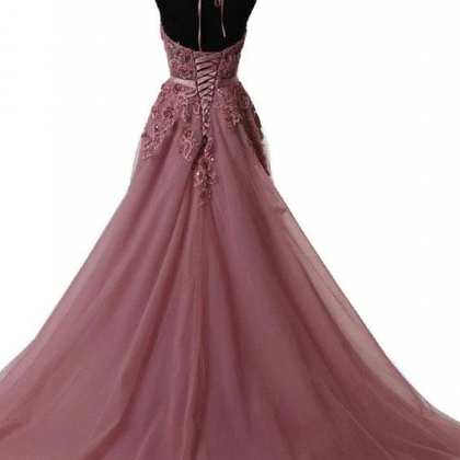 A-line Prom Dresses Spaghetti Straps Applique Prom..