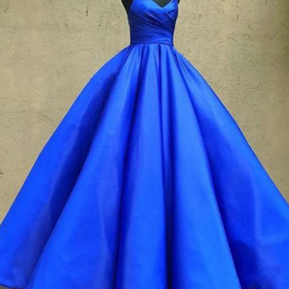 A-line Prom Dresses Spaghetti Straps Royal Blue..