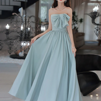 Simple Backless Blue Long Prom Dresses, Blue..