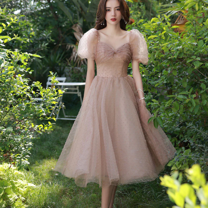 Bean Pink Powder Short Prom Dress, Cute Tulle..