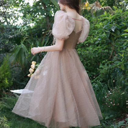 Bean Pink Powder Short Prom Dress, Cute Tulle..