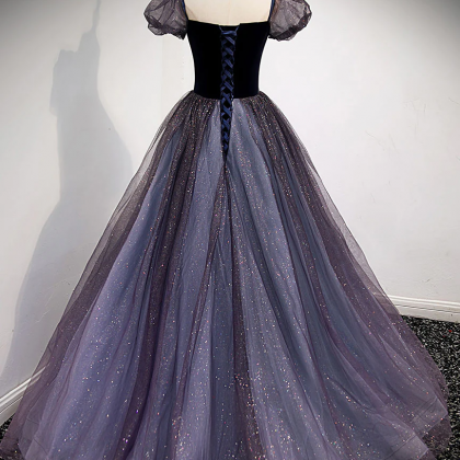 Purple Tulle Long Prom Dresses, Purple Formal..