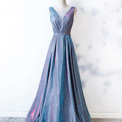 Unique Blue Sequin Long Prom Dress Blue Formal..