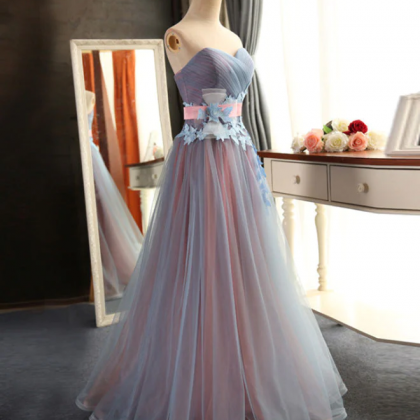 Sweetheart Neck Tulle Long Prom Dress, Evening..