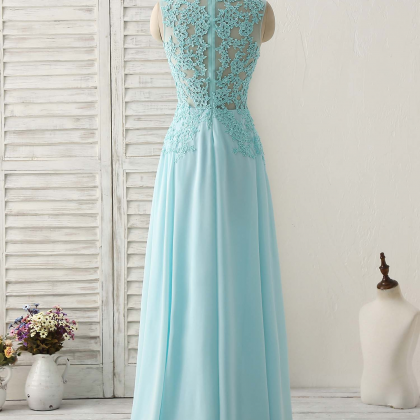 Lace And Chiffon Long Formal Dresses Blue Plus Size main image 0