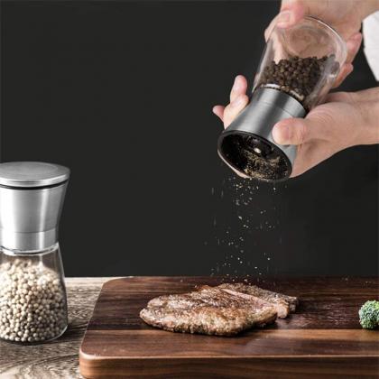 Salt And Pepper Grinders Refillable Stainless..