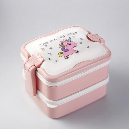 Cartoon Double Layer Lunch Box With Lids Lunch..