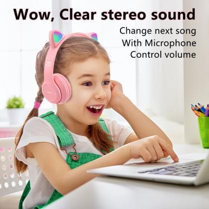 Cute Cat Wireless Children Headphones With Mic