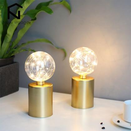2pcs Portable Gold Table Lamp Battery Powered..