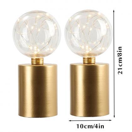 2pcs Portable Gold Table Lamp Battery Powered..
