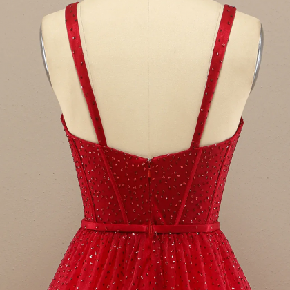 Beautiful Red School Homecoming Dress Sweetheart Gold Applique main image 1