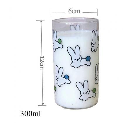 300ml Rabbit Pattern Glass Breakfast Milk Oats Cup