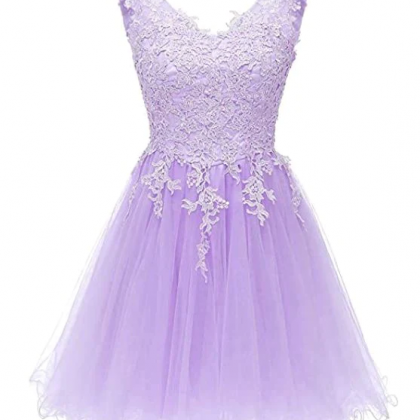 Light Purple Tulle Short Homecoming Dress,..