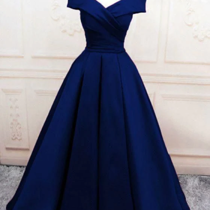 Simple Satin Long Prom Dress, Off The Shoulder..