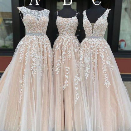 Long Prom Dresses With Applique And Beading,8th..