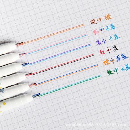 6 Pcs/box Two-color Line Gel Pens Set Creative..