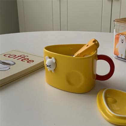 Cute Cheese Yellow Ceramic Mugs Bre..