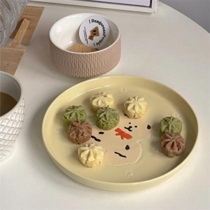Cute Yellow Bear Ceramic Tableware Plate Kitchen..