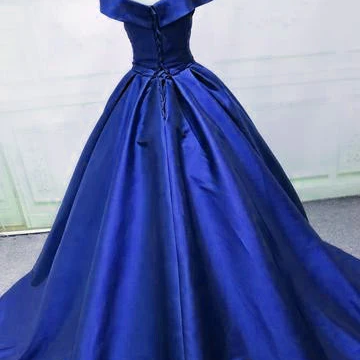 Gorgeous Royal Blue Long Off The Shoulder Gown,..