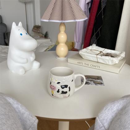 Cute Cow White Ceramic Mug Breakfast Drinkware Tea..