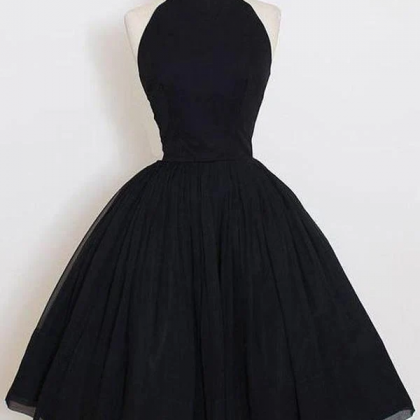 Black Halter Simple Short Homecoming/party Dresses