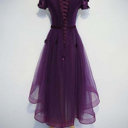 A-line Cute Purple High Low Prom Dress Purple..