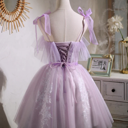 Sweet Purple A-line Short Prom Dress Homecoming..