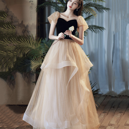 Cute Velvet Tulle Short Prom Dress, A-line Short..