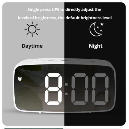 Led Mirror Table Clock Digital Alarm Snooze..