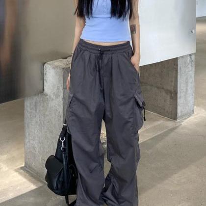 Harajuku Parachute Pants Y2k Streetwear Wide Leg Baggy Cargo Trousers  Female Hippie Korean Edgy Styl on Luulla