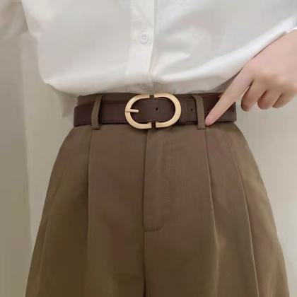 105cm Female Fashion Belt Simple Metal Buckle Belt..
