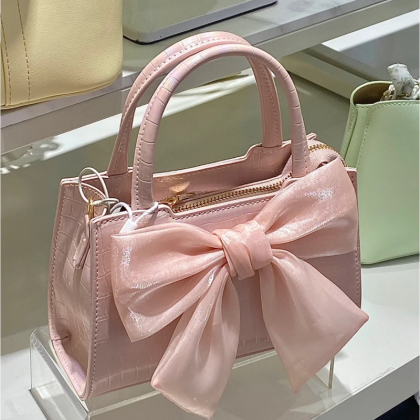 Fashion Women Clutch Purse Handbag, Pink Bowknot..