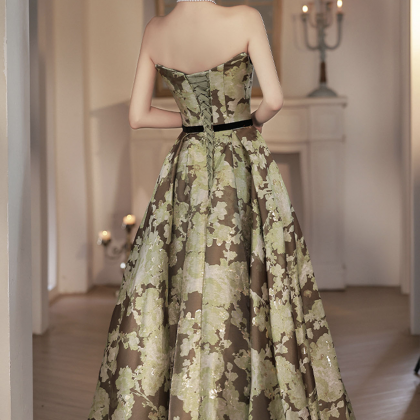 Elegant A-line Floral Long Prom Dress Evening..