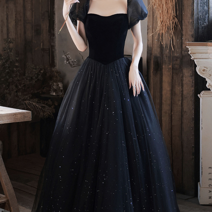 Black Tulle Long Ball Gown Dress Black Evening..