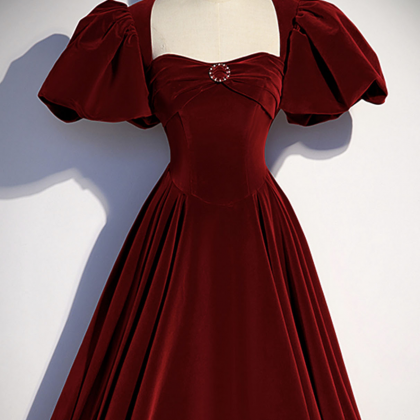 2021 Burgundy Velvet Long Prom Dress formal dress    cg20390    cg20390