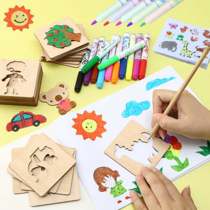 20pcs Montessori Kids Drawing Toys Wooden Diy..