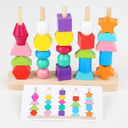Montessori Wooden Toys Color Shape Matching Puzzle..