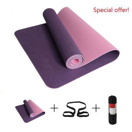 6mm No-slip Yoga Mat 183*61cm Tpe Sports Gym Mat..