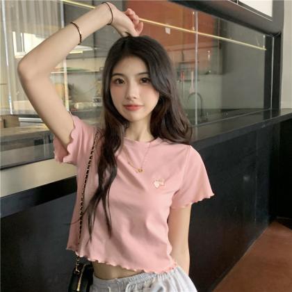 Y2k Strawberry Crop Top Women Embroidery Sexy..