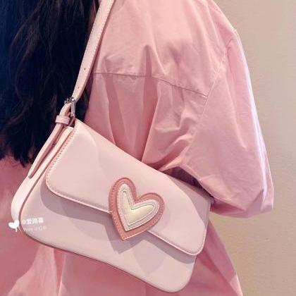 Pink Heart Women's Shoulder Bags..