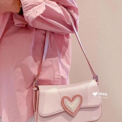 Pink Heart Women's Shoulder Bags..